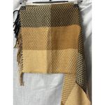 Vintage Scottish Cashmere Patchwork Chevron Scarf Made in Scotland Tan Black Photo 1