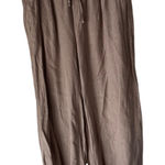 European Linen Blend Wide Leg Cropped Pants Beige L Drawstring Waist Italy Lagen Tan Size L Photo 0