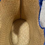 Blue and Cream Geometric Beach Summer Woven Tote Bag NWT Photo 4