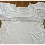 cupio  Eyelet Short Sleeve Blouse Top Round Neck Sz Medium White Photo 5
