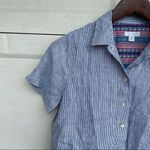 J.Jill Women’s Shirt Blouse Striped Floral Mixed Media Button Up Size XS Petite Photo 5