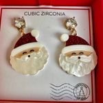 Santa Claus Christmas Earrings 🎅✨ Cubic Zirconia Dangle Gift Box Photo 1