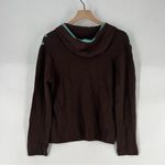 Ball Of Cotton Handloomed Color Block Knit Long Sleeve Split Neck Hoodie Brown Size L Photo 7
