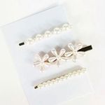 Womens Pearl Barettes Hair Clip Hair Gold Pin Photo 0