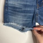 American Eagle  Midi Super Stretch Denim low rise Jean Shorts fringe hem size 0 Photo 2
