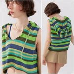 BDG  Striped Knit Sleeveless Hoodie NWT Sz Medium Green Photo 1