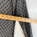 Sheer Black Polka Dot Mesh Long Sl Top Women's Swoss Dot Blouse Small Going out Photo 4
