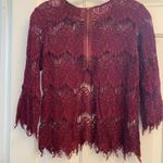Inny Burgundy Boho lace 3/4 Bell sleeve top L Size L Photo 3