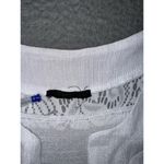 Women White Floral Lace Shirt Large V Neck Roll Tab Sleeve Boho Romantic Coastal Photo 8