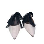 TABITHA SIMMONS Pale Pink / Black Chiffon Bow Pointed Toe Flats sz 41 (US 10) Photo 2