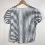 L.L. Bean Linen Striped Top Women's M Blue White Short Sleeve Casual Summer Size M Photo 1
