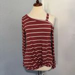 White Birch  Women Burgundy‎ Stripped Long Sleeves Relaxed Shirt Size S Photo 3