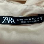 ZARA Beige Nude Plunge V-neck Cuffed Short Sleeve Elastic Waist Romper Jumpsuit Photo 4