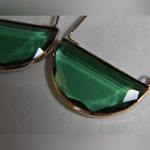 Elegant Teal Blue Green Gold Hoop Statement Earrings great gift new modern Photo 2