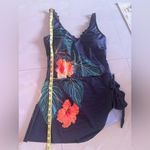 Black Floral Swimsuit with Orange Hibiscus Size XL Photo 12