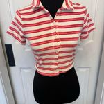 Urban Outfitters Out From Under Striped Red White Button-Up Terry Cloth Top NWOT Photo 0