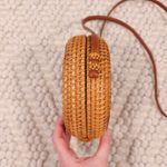 Round Rattan Crossbody Purse Natural Brown Photo 4