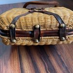 VTG Lesco Lona Wicker and Leather Handbag *Damaged* Tan Photo 9