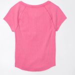 American Eagle Pink Cropped Henley Hey Baby Tee Photo 4