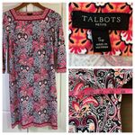 Talbots  Dress Women's Petite Small SP Pink Preppy‎ Square Neck Paisley Church Photo 1