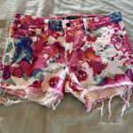 Levi's Levi’s White and Bright Watercolor Cutoff Raw Hem Denim Jean Shorts Size 8 Photo 0