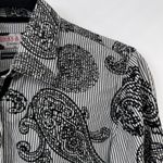 Vintage Brooks & Dunn Pearl Snap Shirt Womens Medium Black Velvet Paisley Photo 3