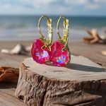 Handcrafted earrings with royal red delite Swarovski crystal Gold Photo 0