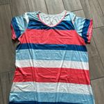 Short sleeve stripe dress with side slit White Size 2X Photo 1