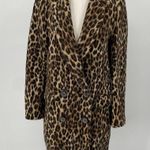ZARA Leopard Print Double Breasted Blazer Oversized Jacquard Cotton Brown XS Photo 3