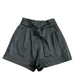 BCBGMAXAZRIA  Faux Leather Paperbag-waist Shorts In Black Size‎ XS Buttery Soft Photo 3