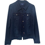 Bandolino Denim Jacket Womens Medium Button Up Dark Wash Classic Jean Coat Photo 0