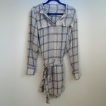 Reiss  Tan Dasha Windowpane Plaid long sleeve shirt dress 10 NWT Photo 4