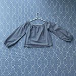 Brandy Melville Top One Size THEIA Gray Striped Off the Shoulder Crop Photo 3