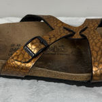 Birkenstock Birkis Faux Leather Metallic Bronze Snake Sandals EU 37 Women's 6 Photo 0