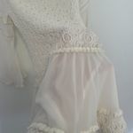 Venus  Lace Bell Sleeve Off Shoulder Dress White Crochet Trim 3/4 Sleeve Mini 10 Photo 6
