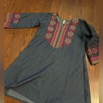 Women’s denim chambray dress with embroidery Blue Size M Photo 0