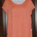 Jennifer Lopez Orange Shiny Glitter Top, Short Sleeve, Strappy Back, Size PM, Nwt Photo 0