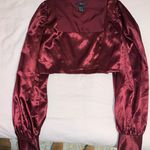 Maroon / Crimson Balloon Sleeved Crop Top Red Size M Photo 1