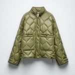 ZARA Like New! Faux Leather Outer Shell Green Coat, size XS Photo 0