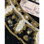 Vintage 80s Silk Beaded Sheath Dress, Formal, Black Tie Cocktail Kazar Blk/Gld Size 6 Photo 2