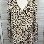 ZARA  (Basic) Leopard Print Blouse V Neckline Button Up Sleeves-Small Photo 0