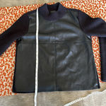 Ann Taylor  black sweater with faux leather detailing size xsP Photo 3