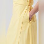 Athleta Newport Wrap Dress Size 1X Lunaria Yellow Stripe Tie Lightweight Summer Photo 3