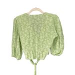MINKPINK Summer Lovin Wrap Top Green Floral Blouse Crop Puff Sleeve Small Photo 5