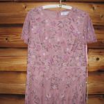 Mac Duggal NWT Embellished Illusion Cap Sleeve Column Gown Pink 2 Photo 6