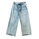 Free People We the  Kinsey Jeans Women’s 32 Wide Leg Pleated Crop Distressed Boho Photo 5