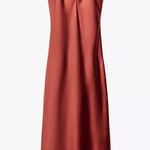 ZARA  maxi dress cognac rust satin slip midi casual summer  Photo 5