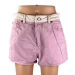Ganni  Overdyed Cutline Light Lilac Purple High Rise Denim Jean Shorts Size 30 Photo 1