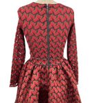 Maje Royani Jacquard Dress Fit & Flare Long Sleeve Red Black Size 1 US Small Photo 11