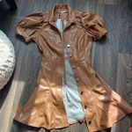 Alice + Olivia OFRA VEGAN LEATHER MINI DRESS WITH TIE BELT Photo 3